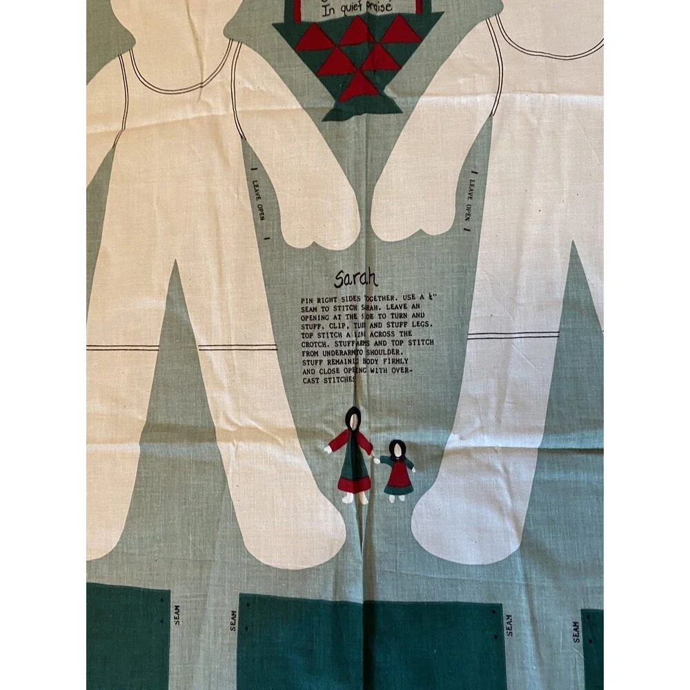 Gentle Sarah & Little Anne Amish Doll Cut & Sew Fabric Panel Uncut NOS 19”